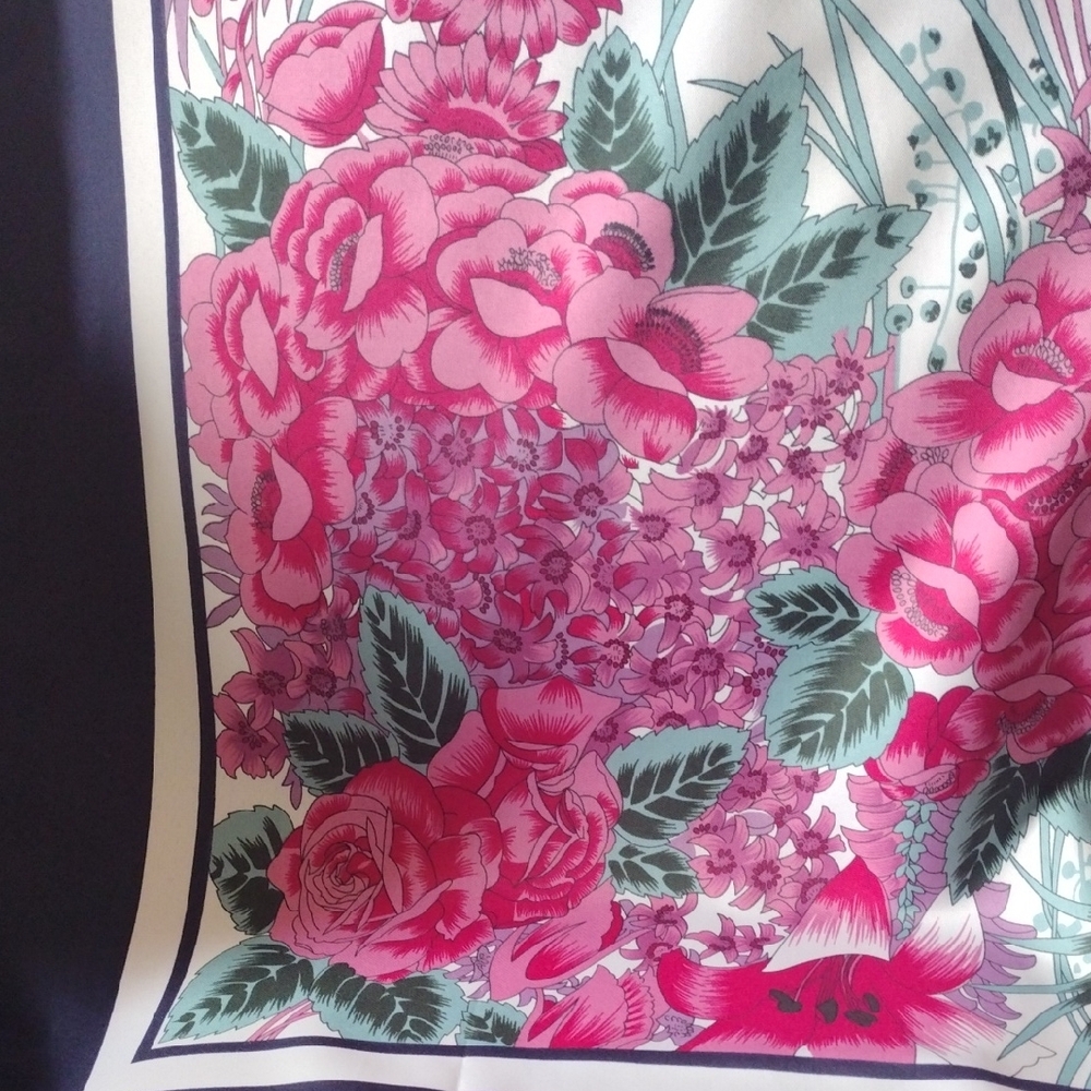 Floral Scarf with Pink and Purple Accents - Picture 2 of 5
